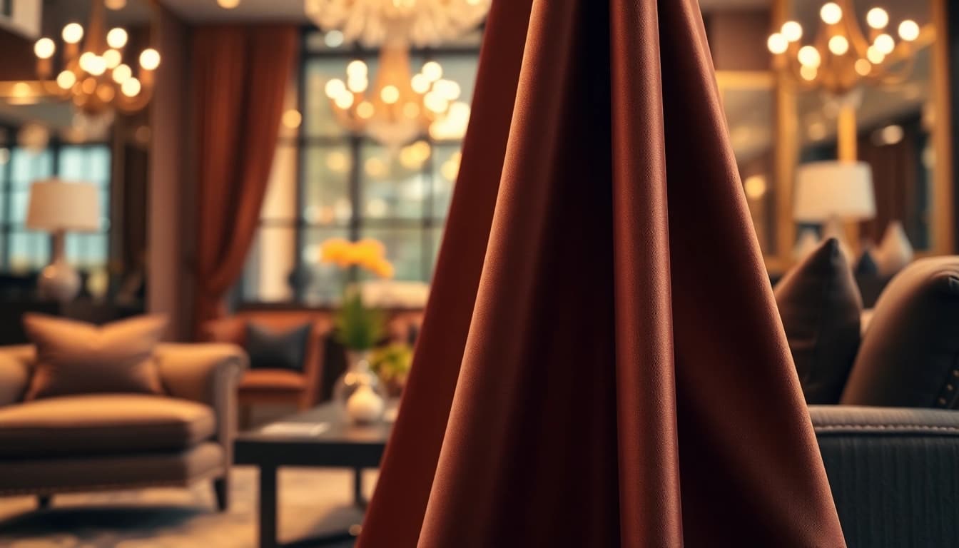 Kwantum skai leer fabric displayed elegantly, showcasing its rich texture and sheen in a refined setting.