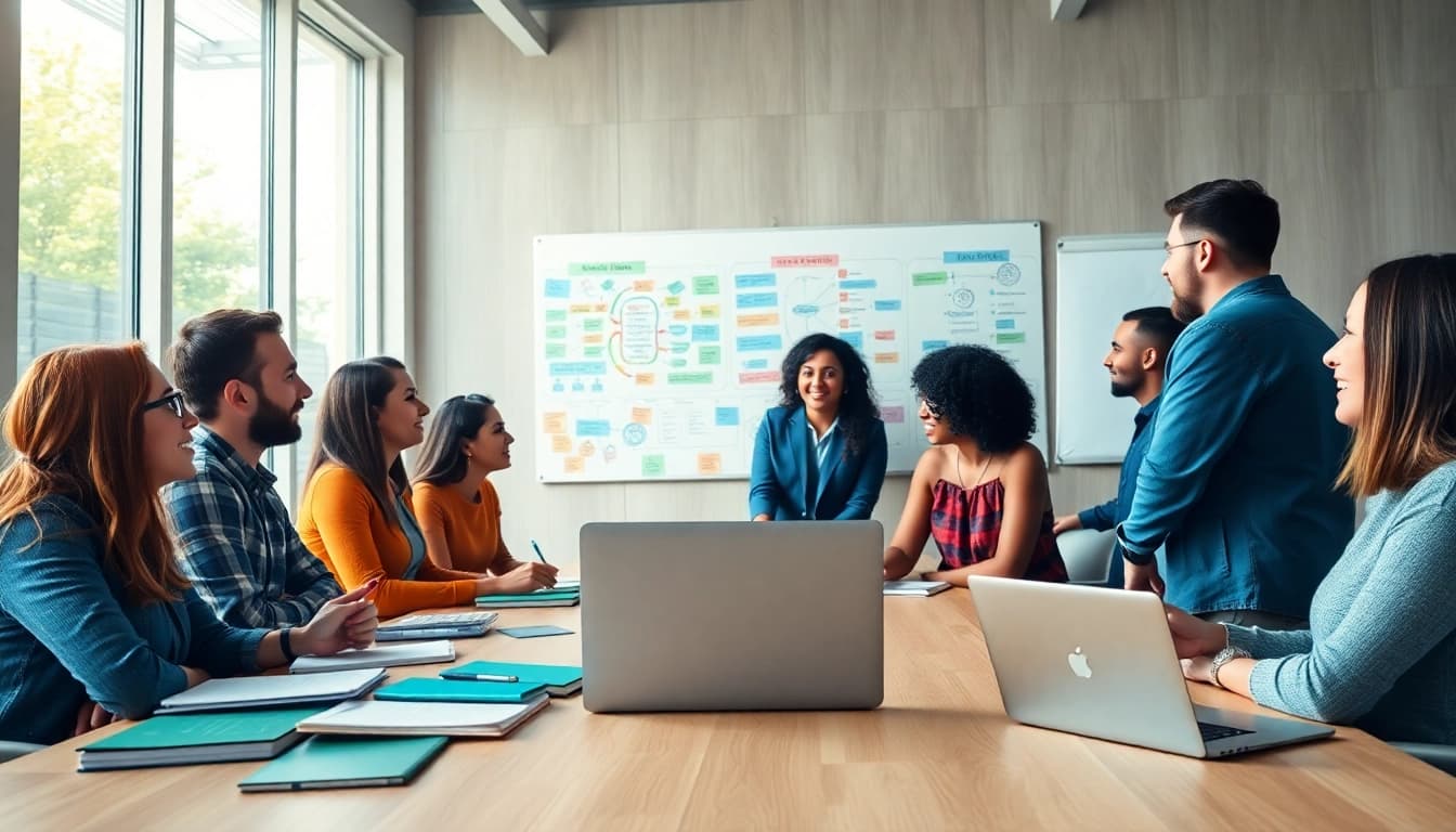 Individuals collaborating in a workspace about their Ideal career paths, demonstrating teamwork and creativity.