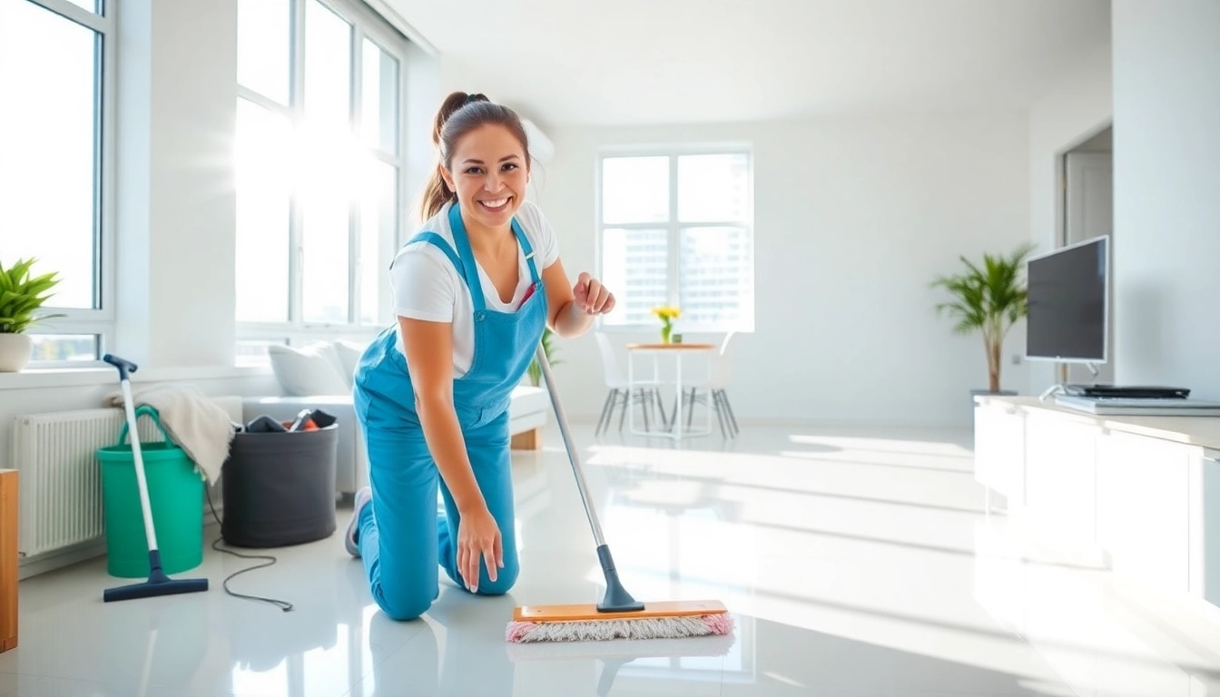 Cleaning in action for Bond cleaning Logan in a modern apartment with bright natural light.