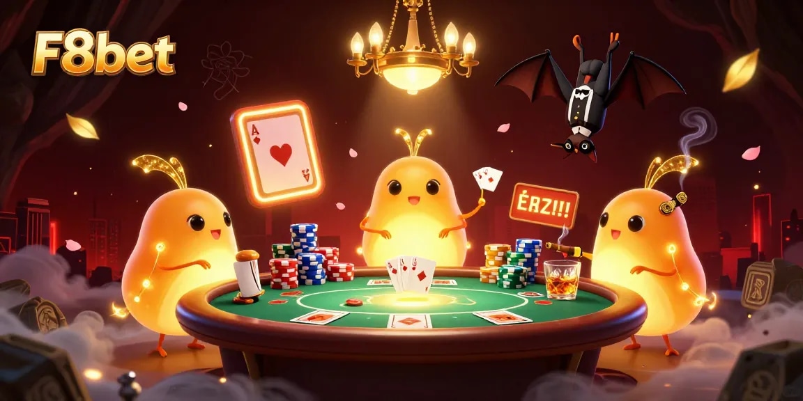Experience the thrilling ambiance at F8bet with glowworms lighting up a casino scene.