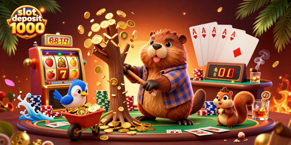 Experience thrilling wins with slot deposit 1000 and dynamic game symbols in this vibrant illustration.