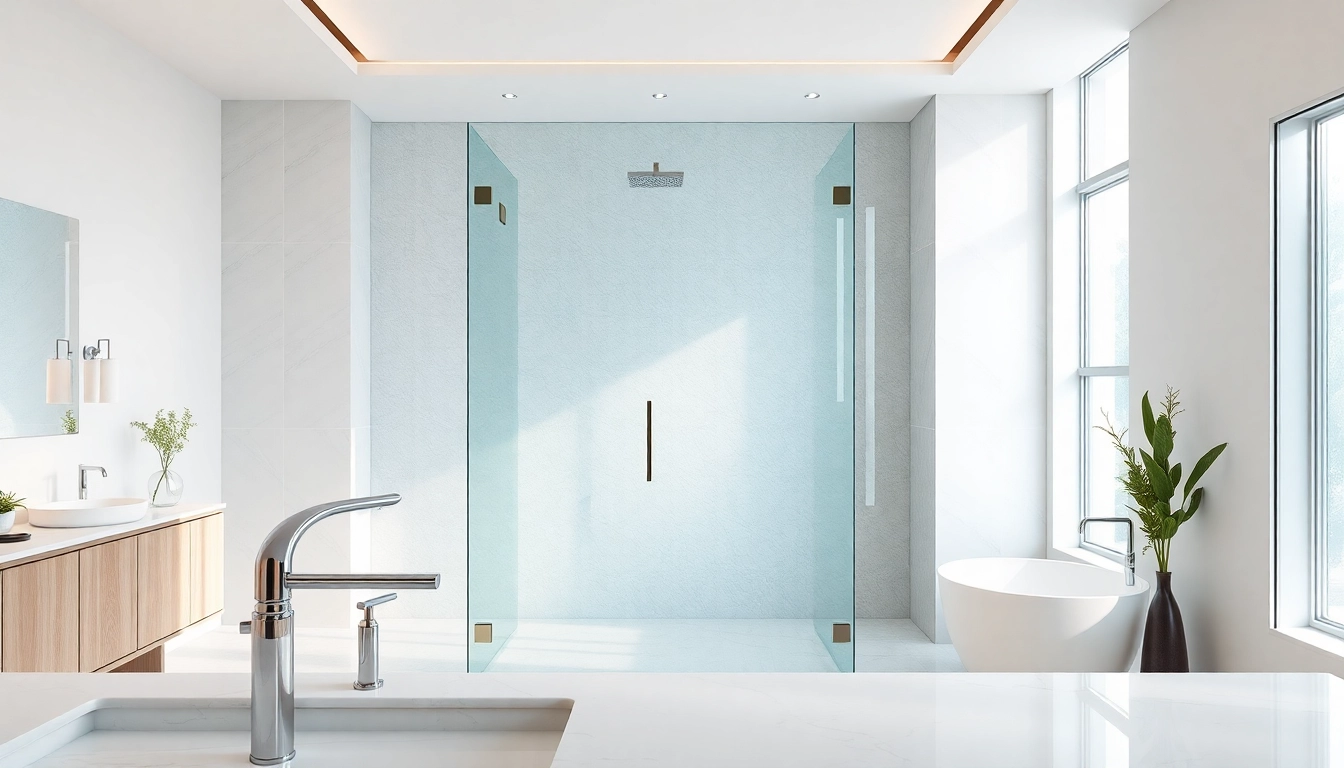 Showcase of elegant showers Australia featuring a modern glass shower screen in a stylish bathroom.