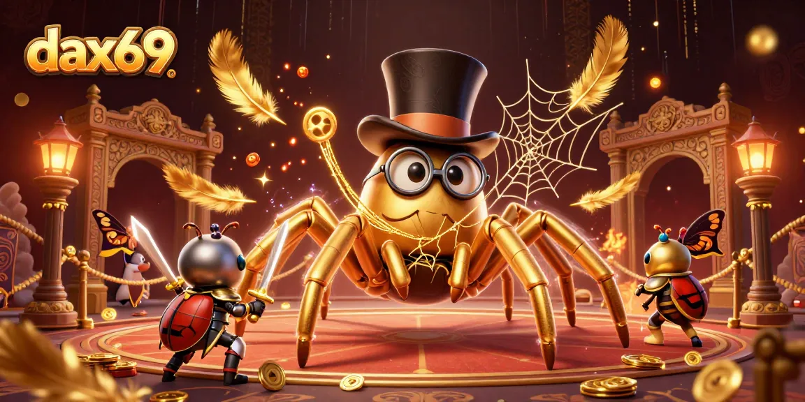 Menyaksikan tarantula emas dan ksatria kecil bersiap bertarung di dax69, penuh warna dan detail.