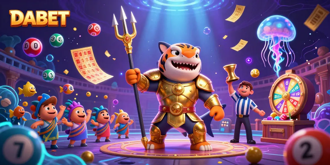 DABET showcases a vibrant underwater lottery scene with lively characters and colorful game elements.