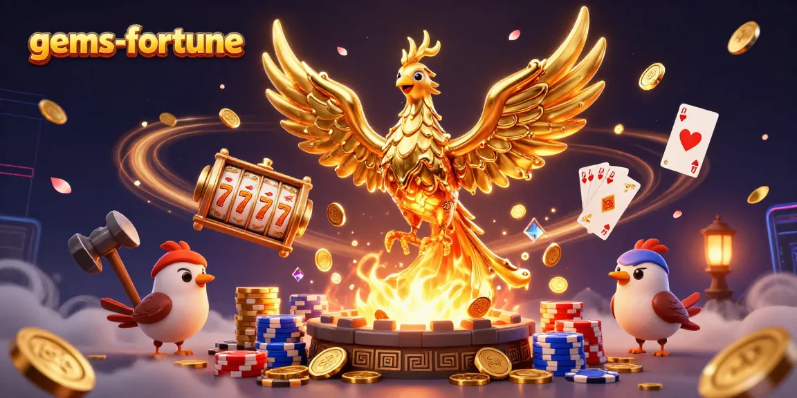 Spin the reels and win with gems-fortune while experiencing vibrant casino elements in this dynamic scene.