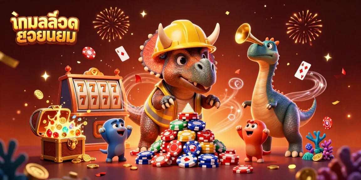 Celebrate withเกมสล็อตยอดนิยม in a vibrant casino scene packed with action and excitement.