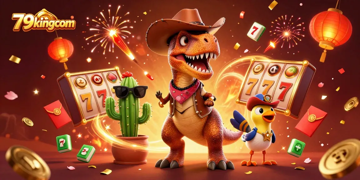 Engage with 79kingcom's vibrant 3D party scene showcasing dynamic slot gaming elements.