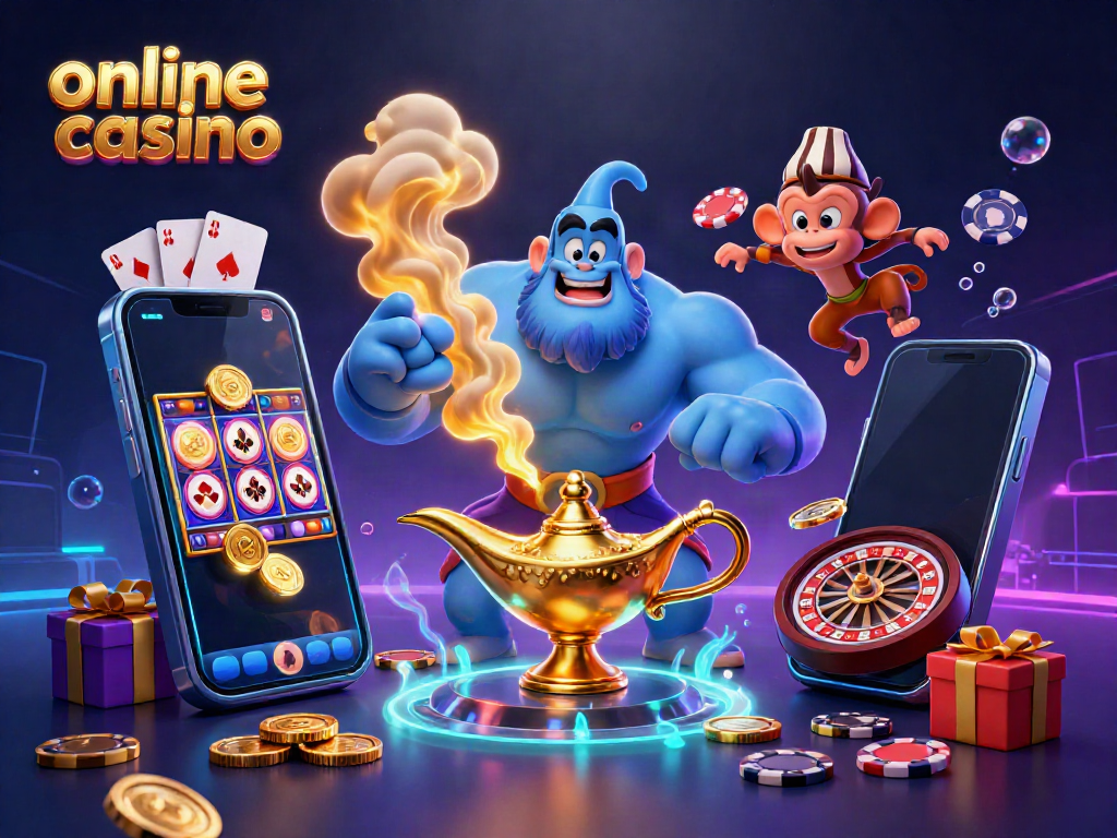 Experience the excitement of an online casino with dynamic game elements and vibrant characters.