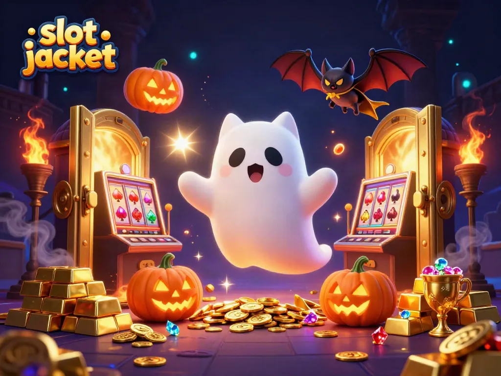 Experience thrilling slot jackpot action in a vibrant 3D haunted casino scene.