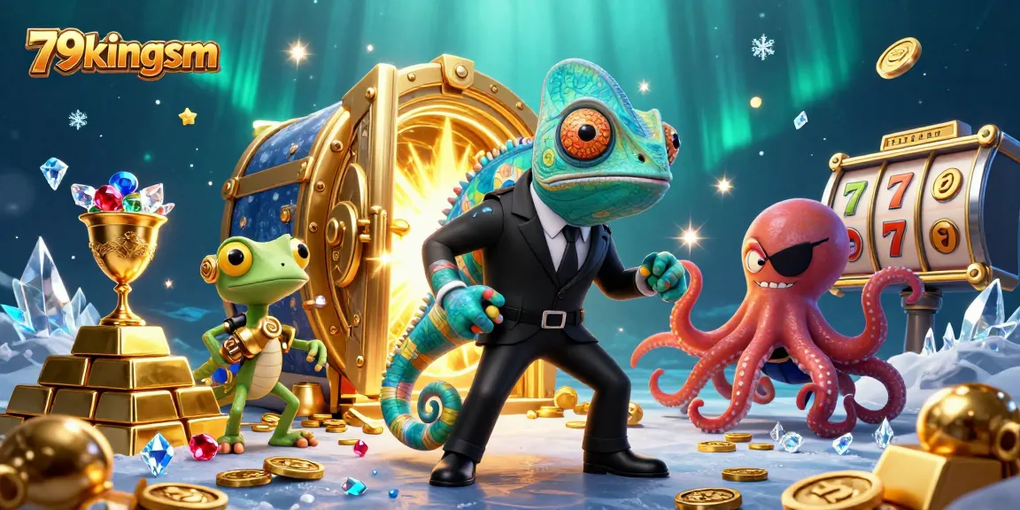 Engage with the thrilling world of 79kingsm as a chameleon agent and friends uncover hidden treasures in this cinematic casino scene.