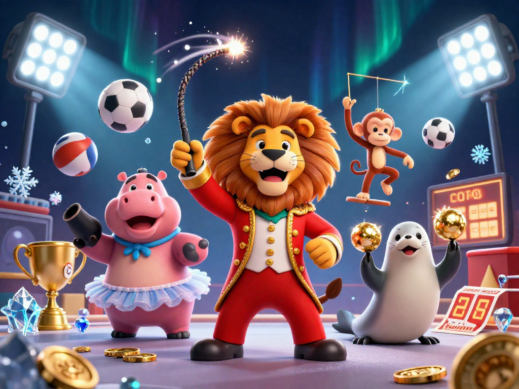 Placer des paris sur le site de paris sportifs avec des personnages animés entourés de ballons et de prix.