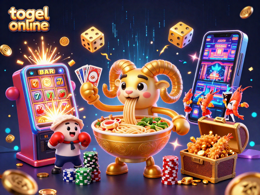 Permainan togel online yang menarik, dengan karakter kartun dan elemen kasino yang dinamis.
