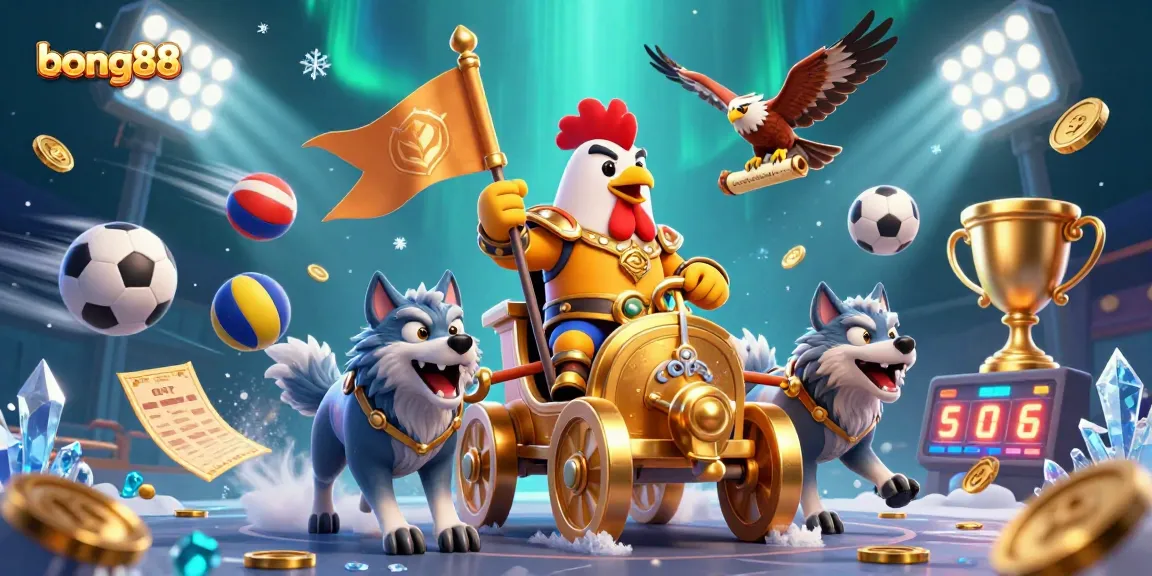 Bettors rejoice with bong88 as a rooster warlord leads a thrilling sports betting adventure.