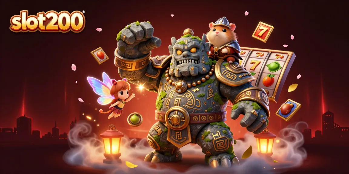 Slot200 menampilkan golem batu kuno dan raja hamster berpetualang dalam permainan slot yang mengasyikkan.