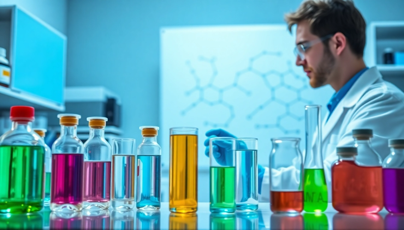 Analyzing research compounds in a modern laboratory environment.