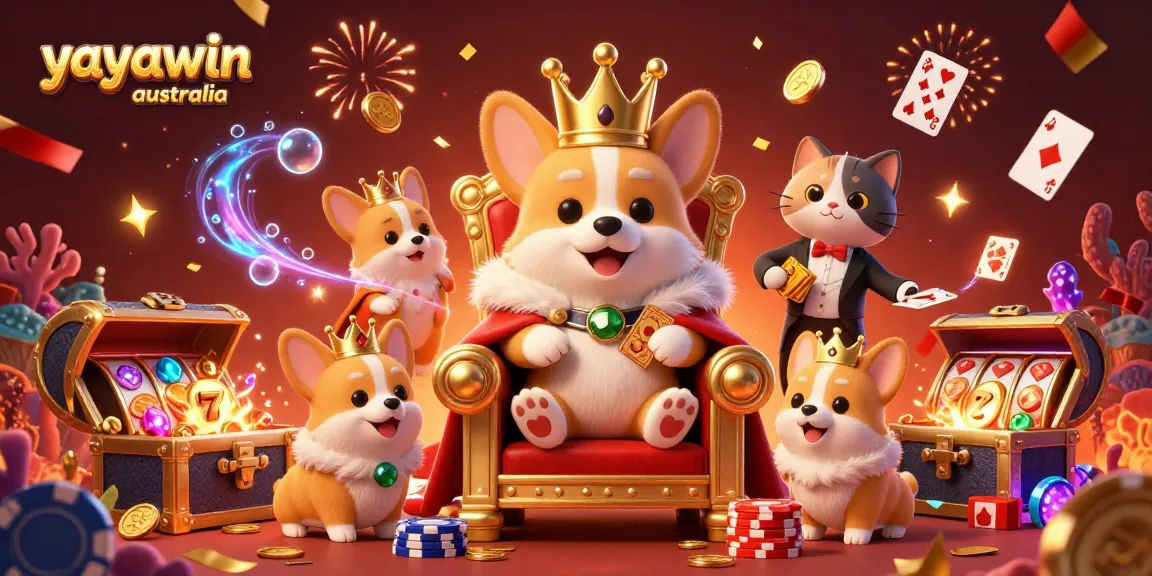 Experience exciting games at yayawin australia with vibrant animated characters celebrating casino wins.