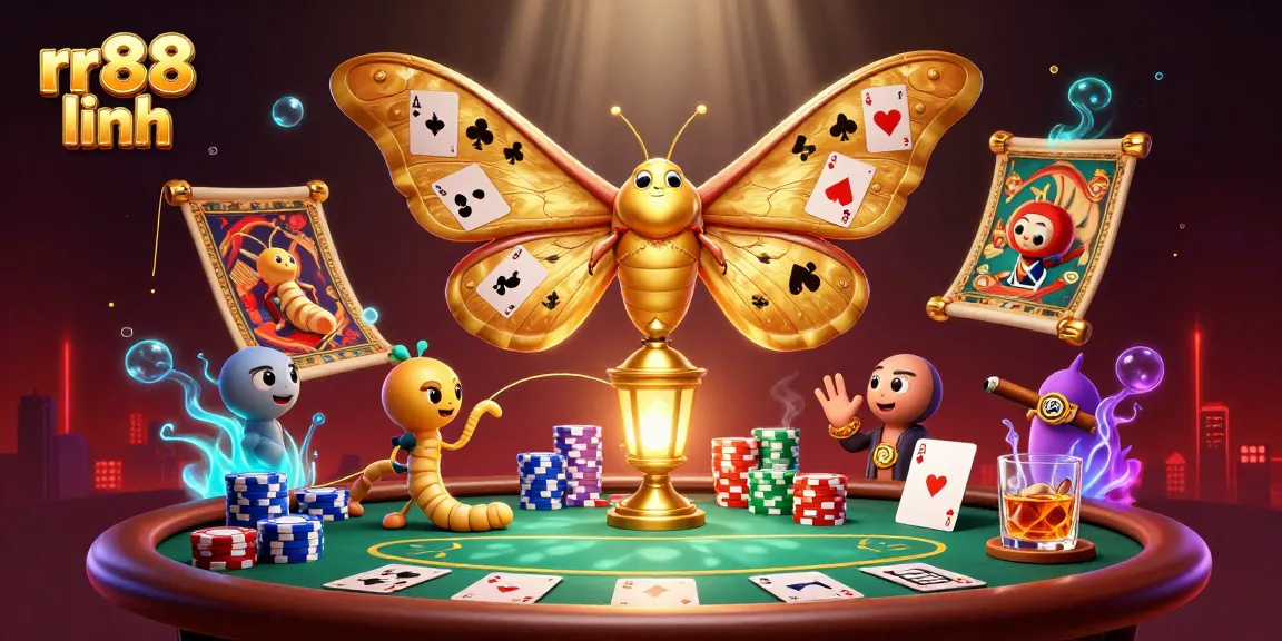Experience the thrilling rr88 linh casino scene with vibrant elements and a magical atlas moth.