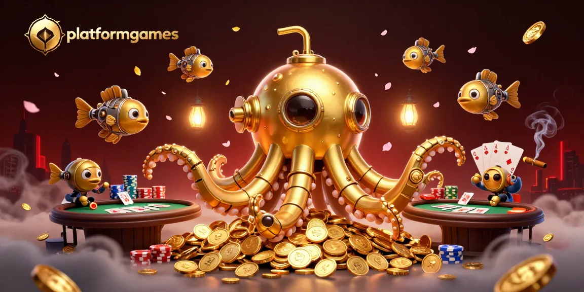 Experience thrilling gameplay with platformgames as the kraken submarine emerges amidst poker excitement.