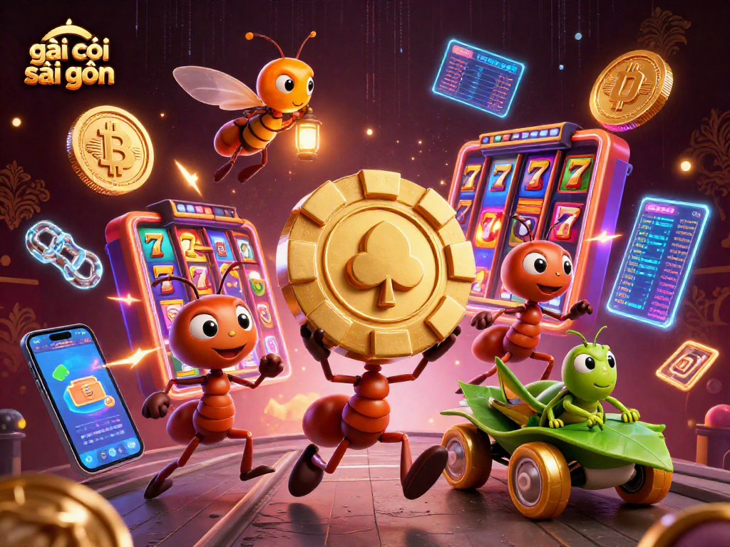 Engage with gái gọi sài gòn services amid a lively casino atmosphere with cartoon ants on a heist.