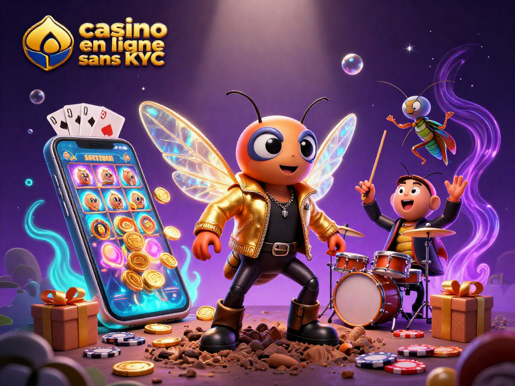 Plongez dans l'univers du casino en ligne sans KYC avec cette illustration captivante riche en couleurs et en détails.