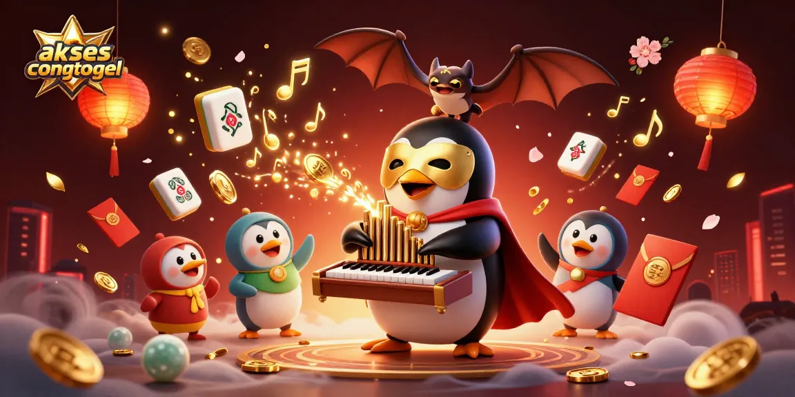 Experience excitement with aksescongtogel featuring a 3D phantom penguin and vibrant casino elements.