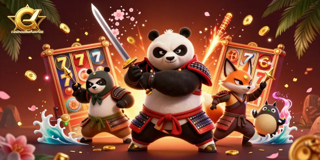 Engage with casinoslikefunrize through a dynamic 3D scene showcasing vibrant characters and casino elements.
