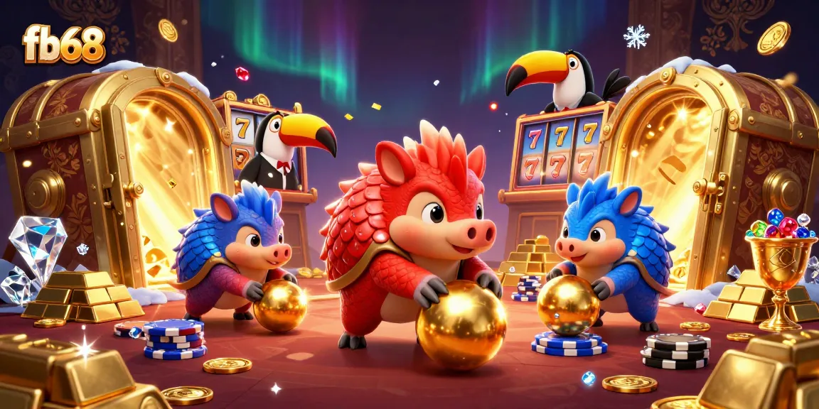 fb68 rivals compete with colorful slot elements in vibrant casino-themed scene.