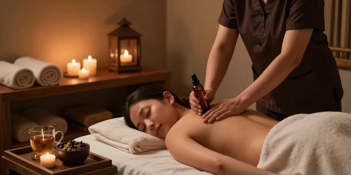Aromatherapy massage session at mantra88 wellness studio, creating a serene, relaxing environment.