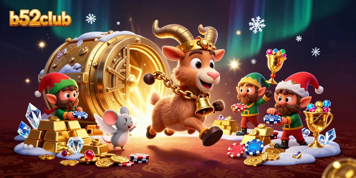 Engage with b52club's thrilling casino environment, featuring animated characters enjoying games amidst stunning visuals.