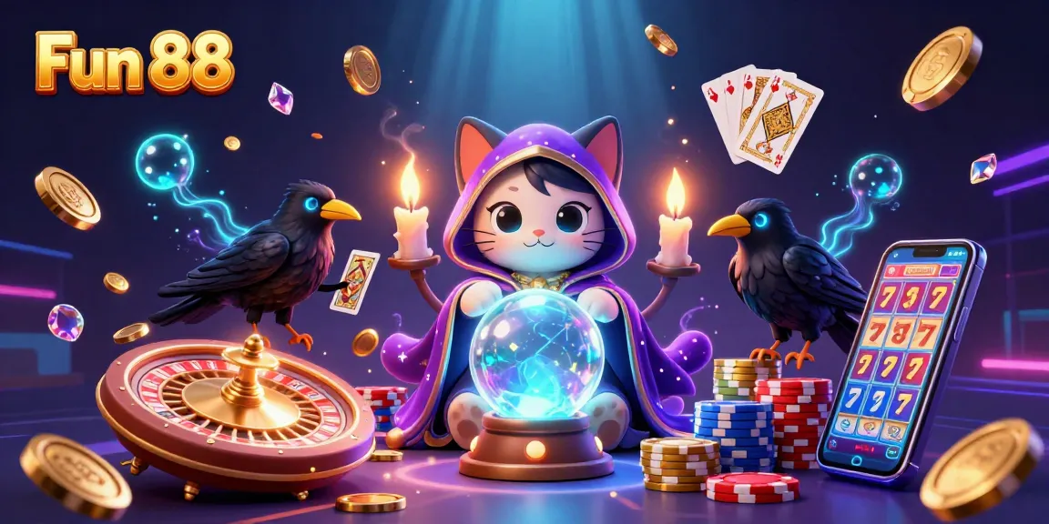 Engage with Fun 88's vibrant 3D casino world featuring mystic characters and dazzling game elements.