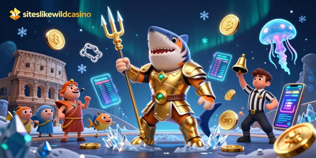 Experience high-stakes gaming action at siteslikewildcasino with vibrant underwater scenes and crypto elements.