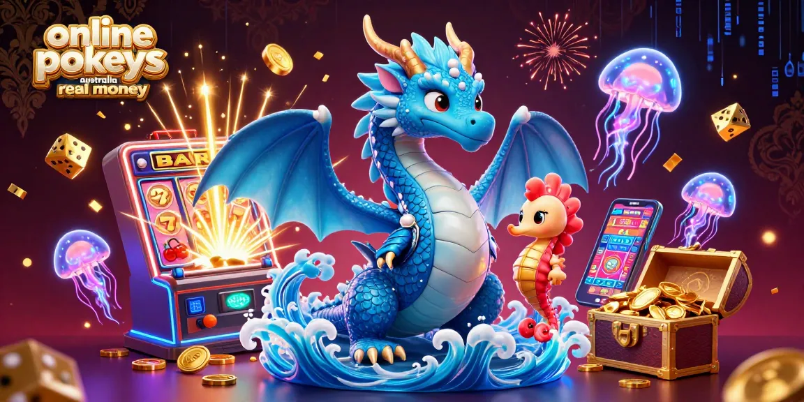Win big with exciting online pokies Australia real money games surrounded by vibrant gaming symbols.