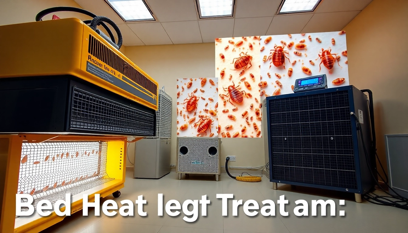 Bed bug heat treatment in a modern room with industrial heaters showcasing effectiveness.