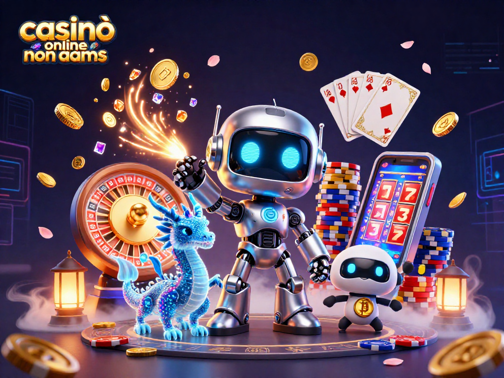 Visita il casinò online non aams e scopri emozioni con robot e drago AI in un mondo scintillante di oro e fortuna.