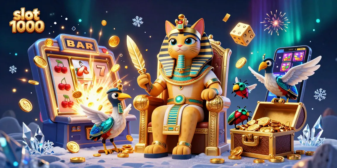 Menangkan slot 1000 dengan gambar slot dan jackpot meledak, menyemarakkan tema perjudian.
