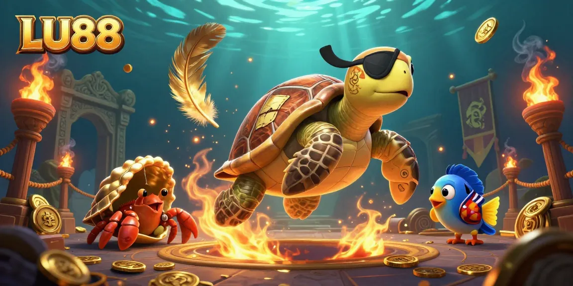 LU88 immerses players in a vibrant underwater adventure with a treasure-seeking turtle.