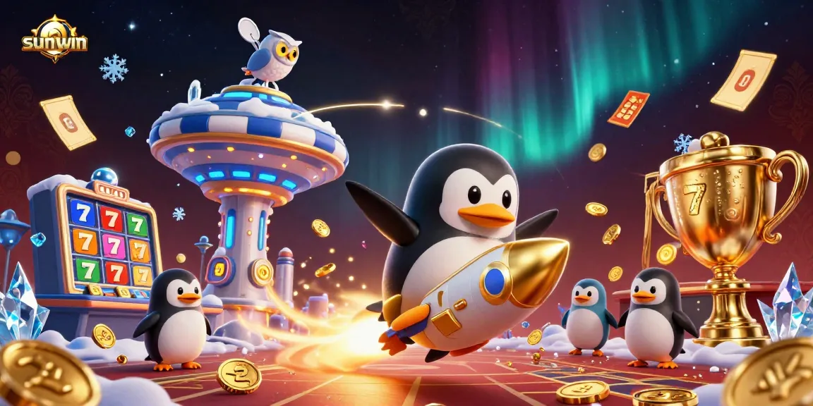 Experience thrilling gameplay at sunwin with a golden penguin and engaging casino elements.