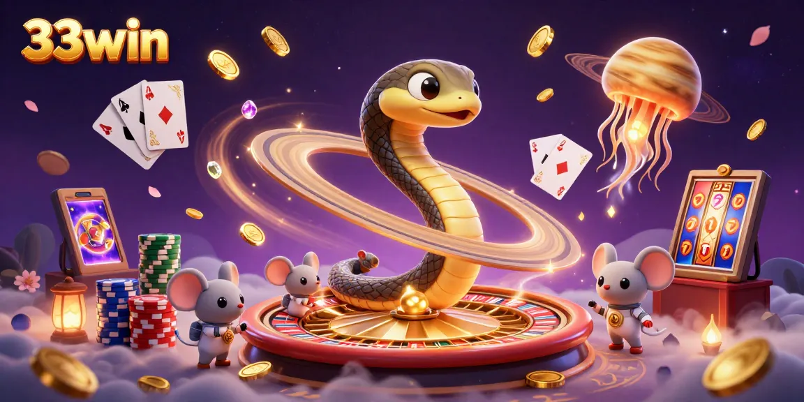 Experience the thrills of 33win with a cosmic roulette wheel and astronaut mice betting.