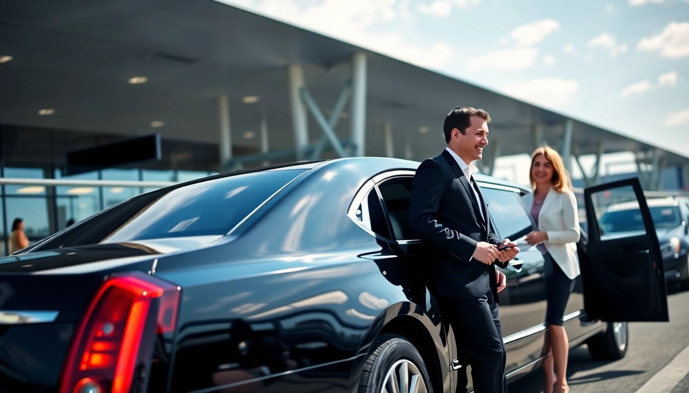 Experience an exceptional airport limo service with a luxury vehicle greeted by a professional chauffeur.