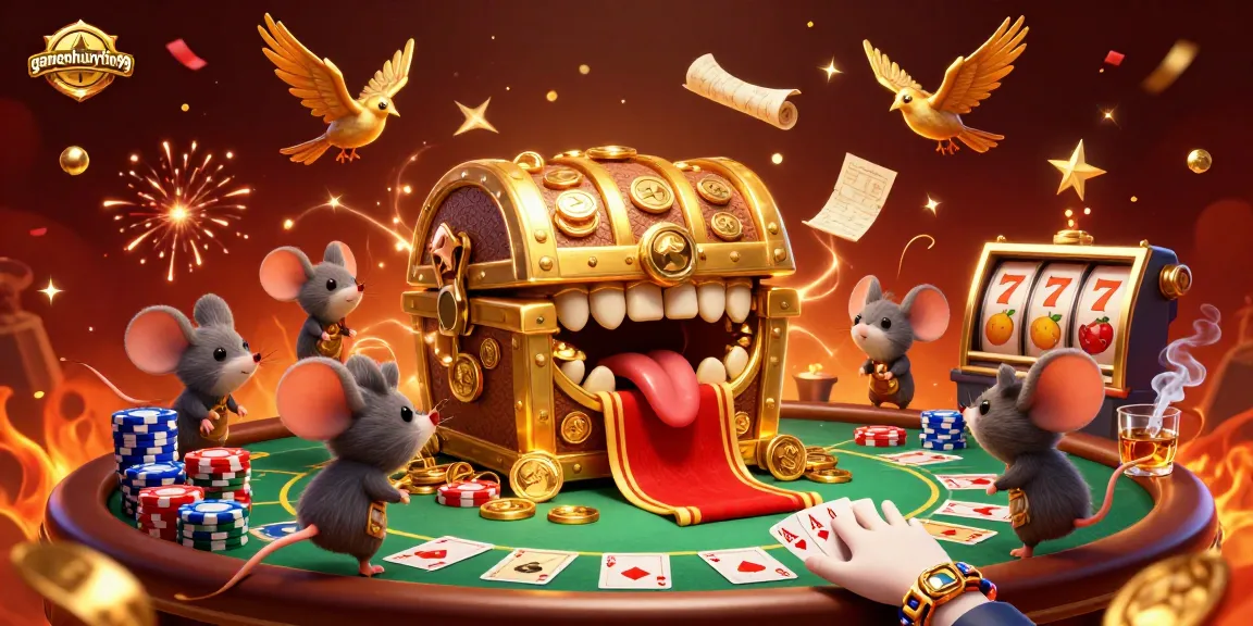 Engage with gamenohuuytin99's thrilling poker scene featuring vibrant characters and festive elements.