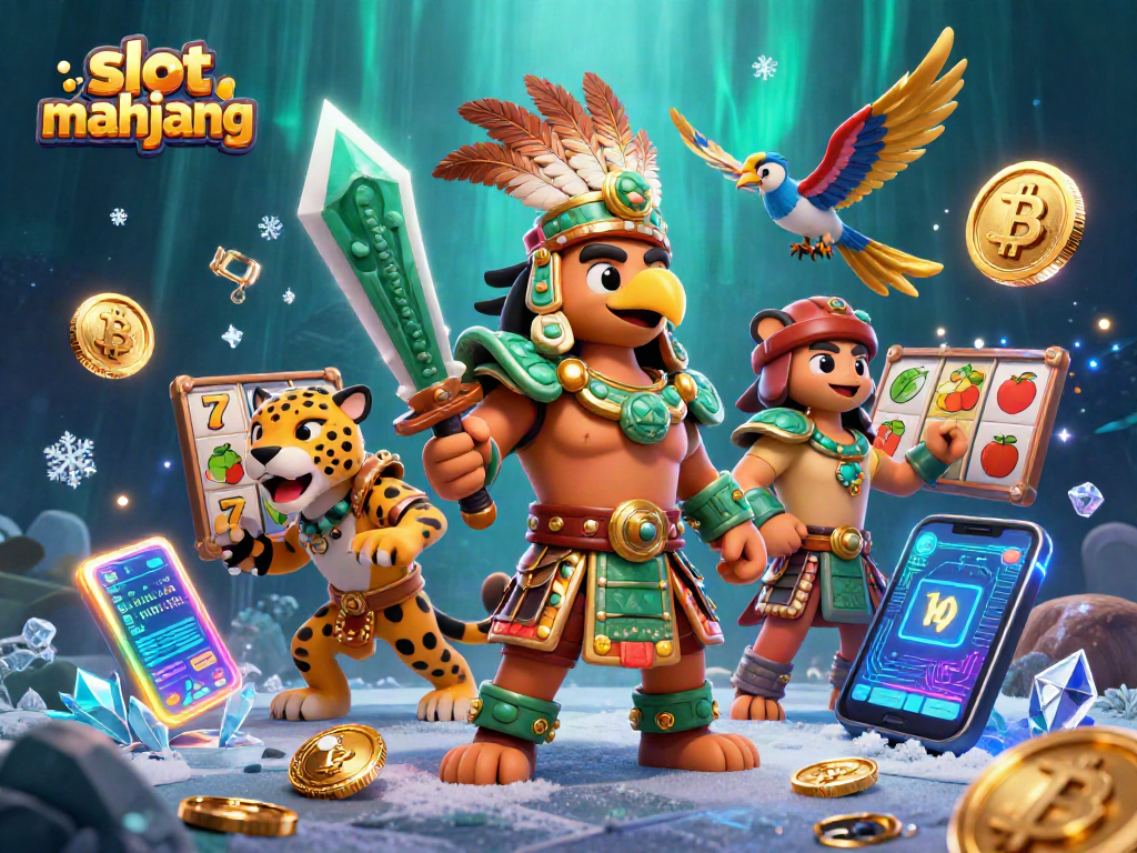 Engage in slot gacor mahjong gameplay with a vibrant 3D scene featuring a dynamic Aztec theme.