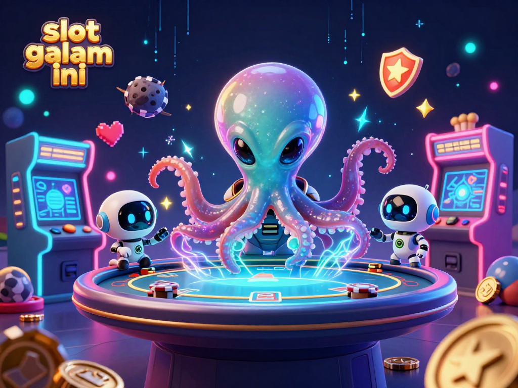 Play slot gacor malam ini with vibrant alien-themed 3D illustration depicting a cosmic poker scene.