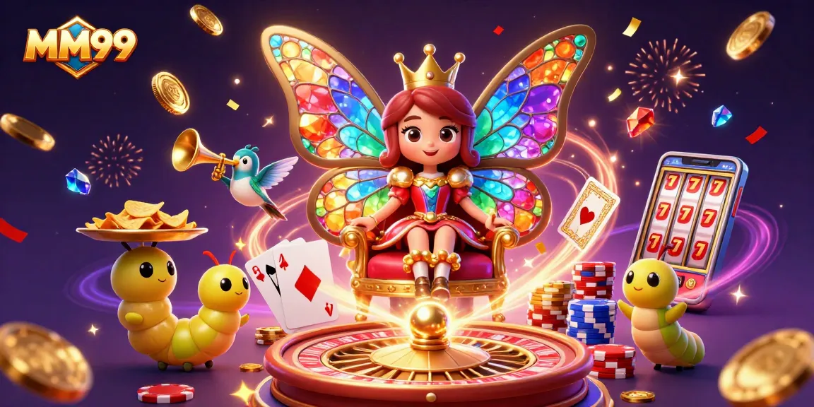Experience winning moments with MM99 illustrated in a vibrant 3D digital scene filled with excitement.
