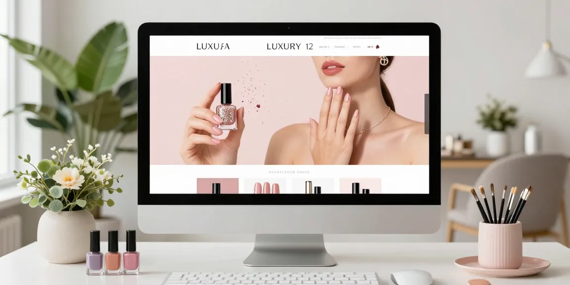Keindahan koleksi LUXURY 12 dalam produk kuku premium di studio kecantikan elegan.