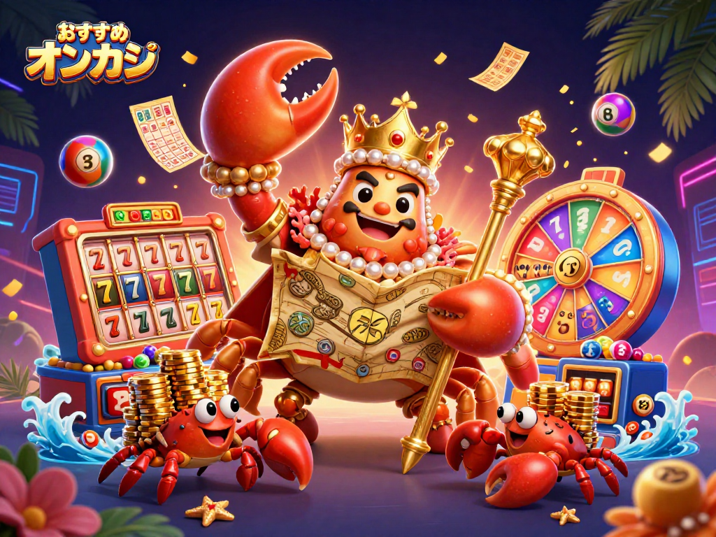 おすすめ オンカジに最適なスロットやビンゴカードが登場するカジノの魅力的なシーン。