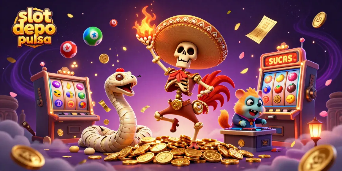 Experience thrilling gameplay with slot depo pulsa and vibrant casino elements in a dynamic and engaging illustration.