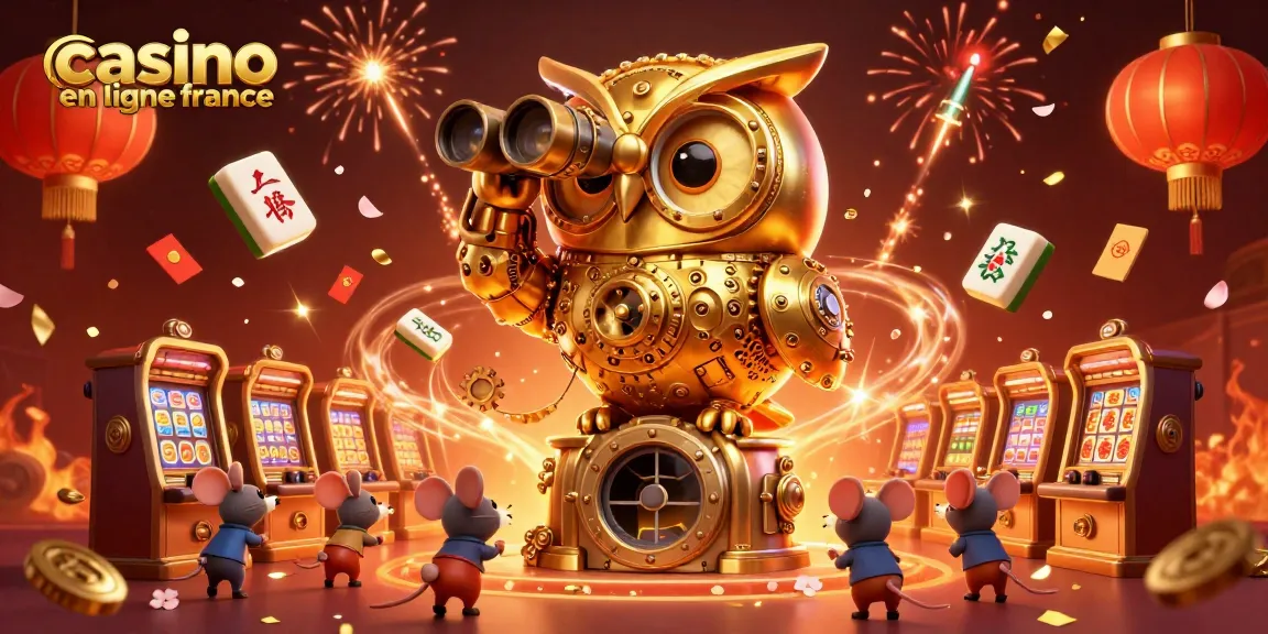 Plongez dans le monde du casino en ligne France avec une illustration colorée de machines à sous et d'éléments festifs.