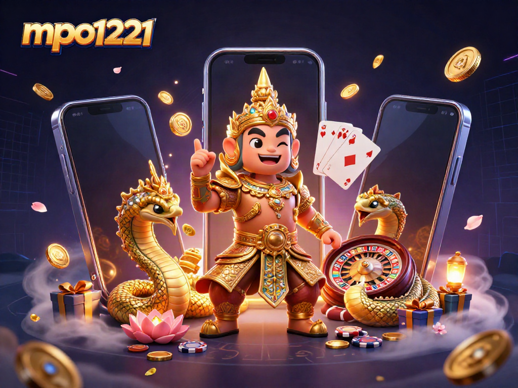 Engage in winning strategies at mpo1221 with a vibrant 3D casino scene.