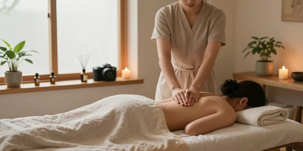 마사지 중인 편안한 분위기의 스웨디시 마사지 장면