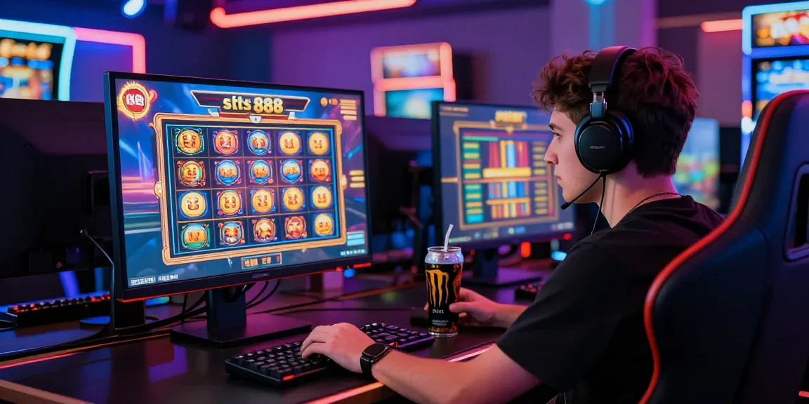 A player enjoying various games from situs 888 on a vibrant gaming setup, highlighting modern gaming culture.